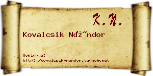 Kovalcsik Nándor névjegykártya